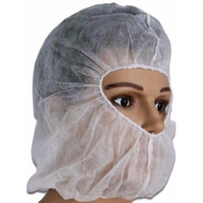 Подшлемник-балаклава одноразовая на резинке, белая, 100 шт