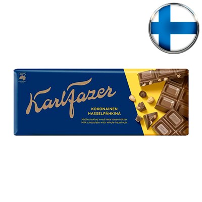 Шоколад молочный Fazer, с цельным фундуком, 200 г