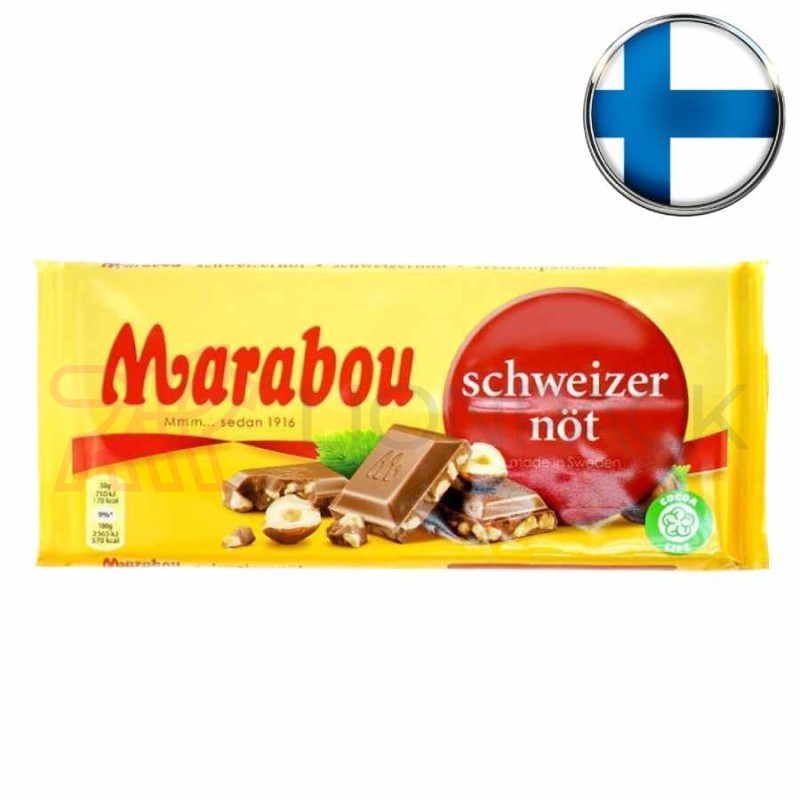 Шоколад молочный Marabou Schweizer not с дробленым фундуком, 200 г Шоколад молочный Marabou Schweizer not с дробленым фундуком, 200 г