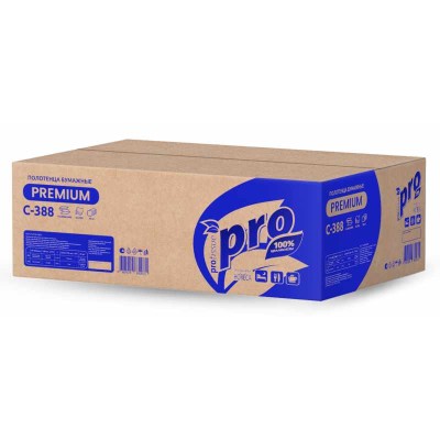 Полотенца бумажные V(ZZ)-сложение PROtissue, 180 листов, 3-слоя, белые (С388)