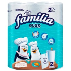 Полотенца бумажные Familia 2 рулона, 2-слоя, белые