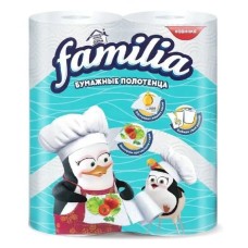 Полотенца бумажные Familia 2 рулона, 2-слоя, белые