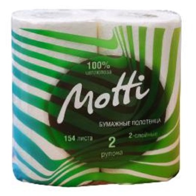 Полотенца бумажные MOTTI 2 рулона, 2-слоя, белые