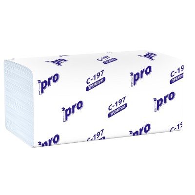 Полотенца бумажные V(ZZ)-сложение PROtissue Premium, 200 листов, 2-слоя, белые (С197)