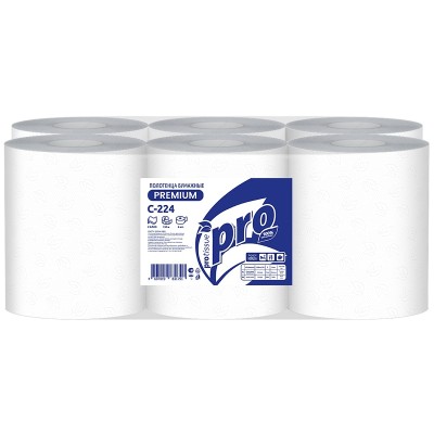Полотенца бумажные PROtissue 150м, с центральной вытяжкой, 2-слоя, в рулоне, белые (C224)