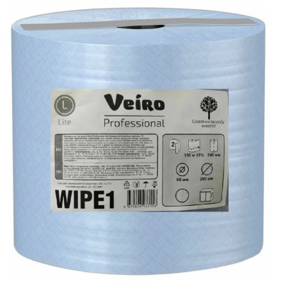 Полотенца бумажные протирочные Veiro Professional Lite 350 м, 2-слоя, в рулонах на втулке, синие (WIPE1)