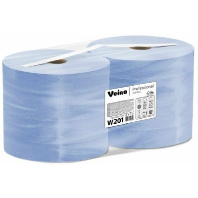 Полотенца бумажные протирочные Veiro Professional Comfort 350 м, 2-слоя, в рулонах на втулке, синие (WIPE1)