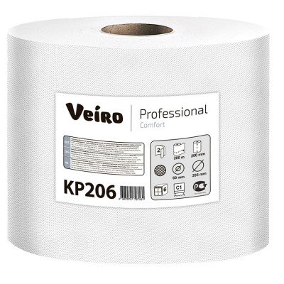 Полотенца бумажные Veiro Professional Comfort 180м, с центральной вытяжкой, 2-слоz, в рулоне, белые (KP206)