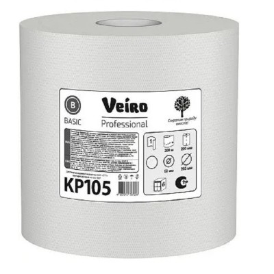 Полотенца бумажные Veiro Professional Basic 300м, с центральной вытяжкой, 1-слой, в рулоне, серые (KP105) Полотенца бумажные Veiro Professional Basic 300м, с центральной вытяжкой, 1-слой, в рулоне, серые (KP105)