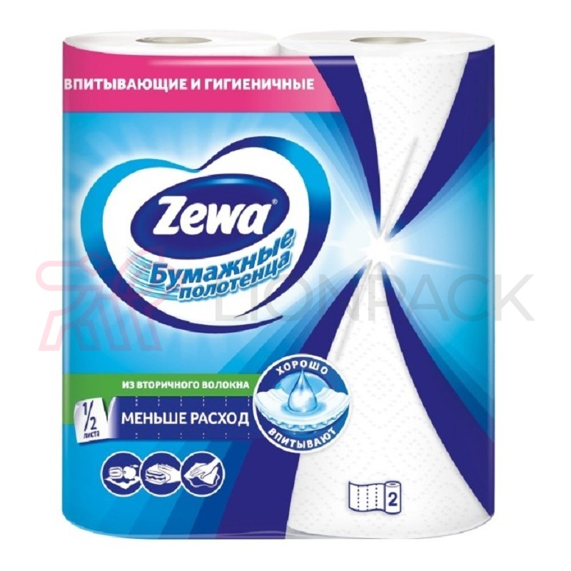 Полотенца бумажные Zewa 2 рулона, 2-слоя, белые Полотенца бумажные Zewa 2 рулона, 2-слоя, белые