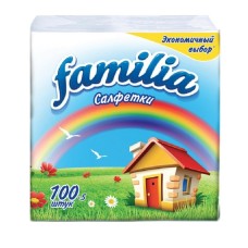 Салфетки бумажные Familia 24x23 см, белые, 100 шт