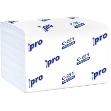 Салфетки бумажные для диспенсера PROtissue Premium V-сложение 200 листов , 2-слоя, белые (С251)