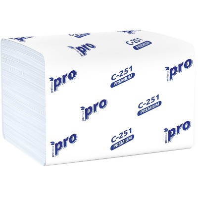 Салфетки бумажные для диспенсера PROtissue Premium V-сложение 200 листов , 2-слоя, белые (С251)