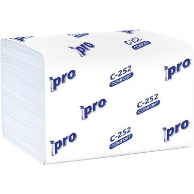 Салфетки бумажные для диспенсера PROtissue Comfort V-сложение 200 листов , 1-слой, белые (С252)