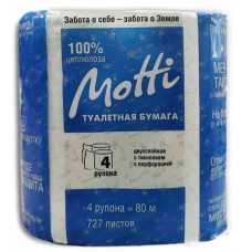 Туалетная бумага Motti 4 рулона, 2-слоя, белая