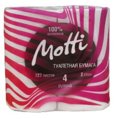 Туалетная бумага Motti 4 рулона, 2-слоя, белая