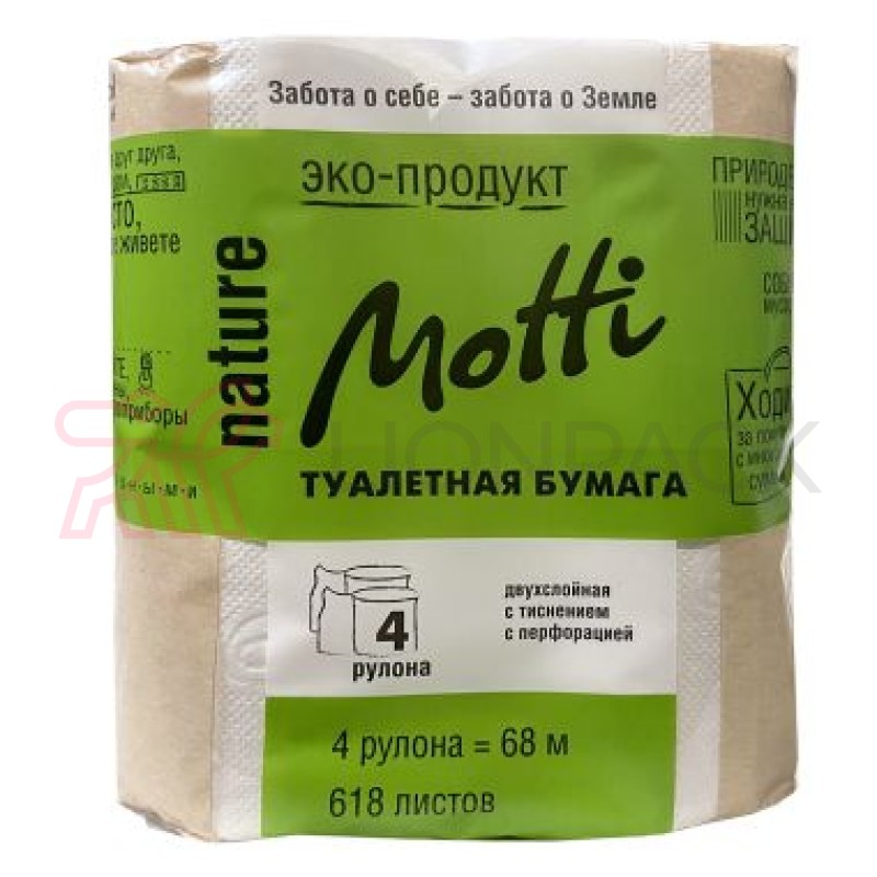 Туалетная бумага Motti 4 рулона, 2-слоя, белая Туалетная бумага Motti 4 рулона, 2-слоя, белая