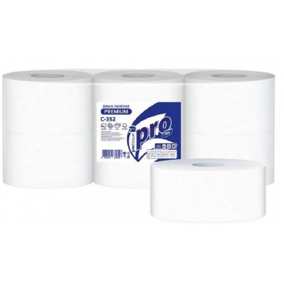 Туалетная бумага PROtissue Premium 215 м, с центральной вытяжкой, 2-слоя, в рулонах,  белая (C352)