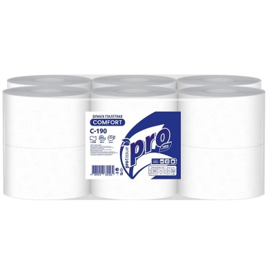 Туалетная бумага 200 м PROtissue, 1-слой, в рулонах, белая (С190) Туалетная бумага 200 м PROtissue, 1-слой, в рулонах, белая (С190)