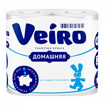 Туалетная бумага Veiro Домашняя 6 рулонов, 2-слоя, белая