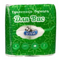 Туалетная бумага Viva 4 рулона, 2-слоя, белая