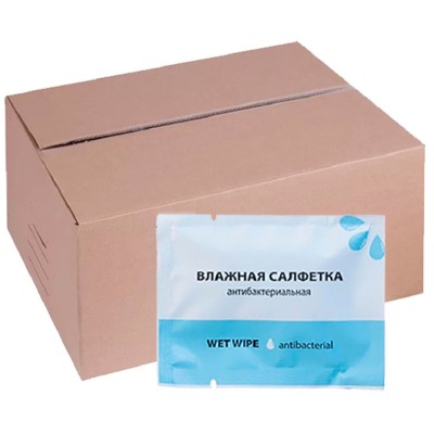 Влажные салфетки с антибактериальным эффектом 60х80 мм,  в индивидуальной упаковке, 1000 шт