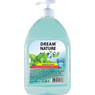 Гель-мыло Dream Nature, с антибактериальным эффектом, мята, 500 мл Гель-мыло Dream Nature, с антибактериальным эффектом, мята, 500 мл