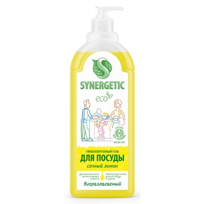 Средство для мытья посуды Synergetic, лимон 1 л Средство для мытья посуды Synergetic, лимон 1 л