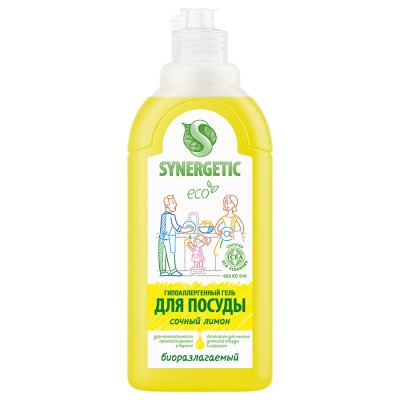 Средство для мытья посуды Synergetic, лимон 500 мл Средство для мытья посуды Synergetic, лимон 500 мл