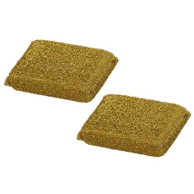 Губка для посуды со стальной нитью 12х10х2,5 см, золото/серебро, 2 шт