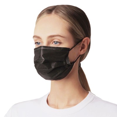 Маска медицинская СМЗ, четырехслойная, черная, 50 шт