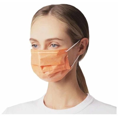 Маска медицинская СМЗ, четырехслойная,  оранжевая, 50 шт