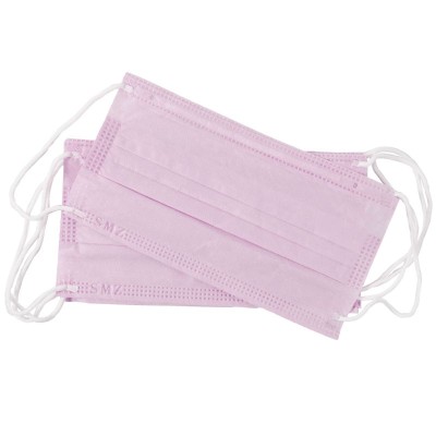 Маска медицинская СМЗ, четырехслойная, розовая, 100 шт