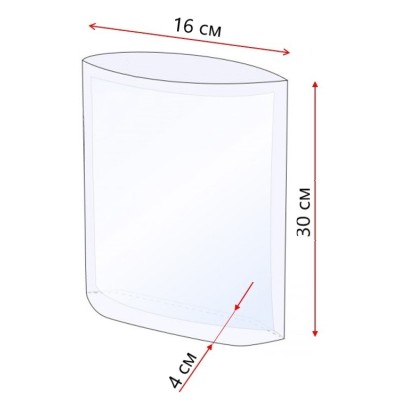 Пакет БОПП 16х30х4 см, закладное дно, 25 мкм, 500 шт