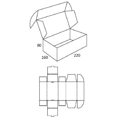 Короб самосборный FEFCO 0427 220х160х80 мм (размер S), бурый