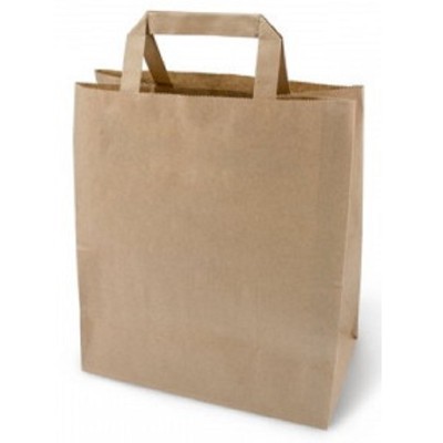 Крафт пакет бумажный 280х150х320 мм, 70г/м2, с плоскими ручками, 200 шт