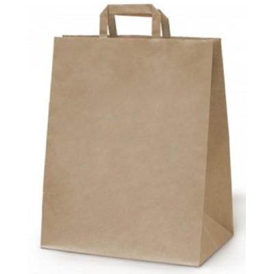 Крафт пакет бумажный 320х200х370 мм, 70г/м2, с плоскими ручками, 200 шт