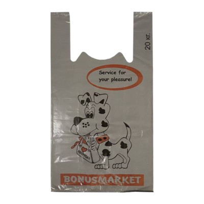 Пакет-майка ПВД "Далматинец" 32+19х63 см, 30мкм, серый, 100 шт