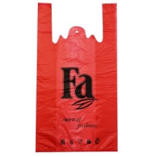 Пакет майка Fa 30+16х57 см, красный, 25 мкм, ПНД, 100 шт