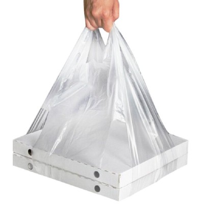 Пакет майка для переноски пиццы под коробку 20-28 см, 24+18х50 см, прозрачный, 14 мкм, ПНД, 100 шт