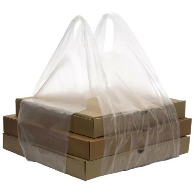 Пакет майка ПНД 32+24х60 см, 14 мкм, под коробку для пиццы 30-38 см, прозрачный, 100 шт