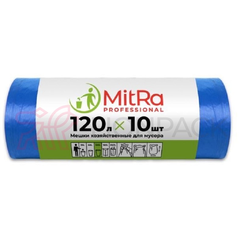 Мешки для мусора 120 л (70х110), B, синие, ПВД, 10 шт Мешки для мусора 120 л (70х110), B, синие, ПВД, 10 шт