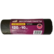 Мешки для мусора 120 л (70х100), супер прочные, черные, ПНД, 10 шт