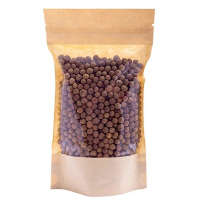 Пакет бумажный Дой-пак 135×225 (35+35) крафт с окном 140 мм с замком zip-lock, 100 шт