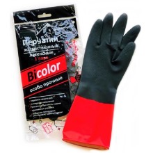 Перчатки хозяйственные Bi-Color L, особо прочные, черно-красные