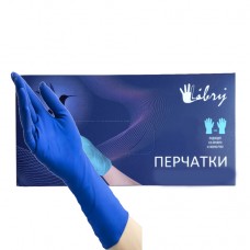 Перчатки латексные Libry High Risk S, неопудренные, синие, 25 пар