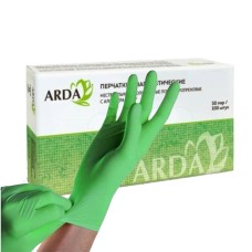 Перчатки нитриловые ARDA M, зеленые, полихлоропреновые, с алое вера, 50 пар