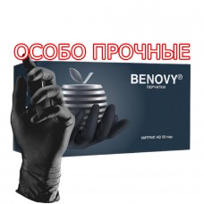 Перчатки нитриловые Benovy L, ОСОБО ПРОЧНЫЕ, черные, 50 пар