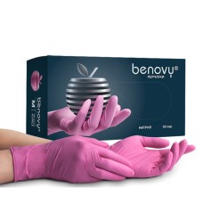 Перчатки нитриловые Benovy MultiColor XS, розовые, 50 пар