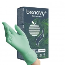 Перчатки нитриловые Benovy L, зеленые, 50 пар